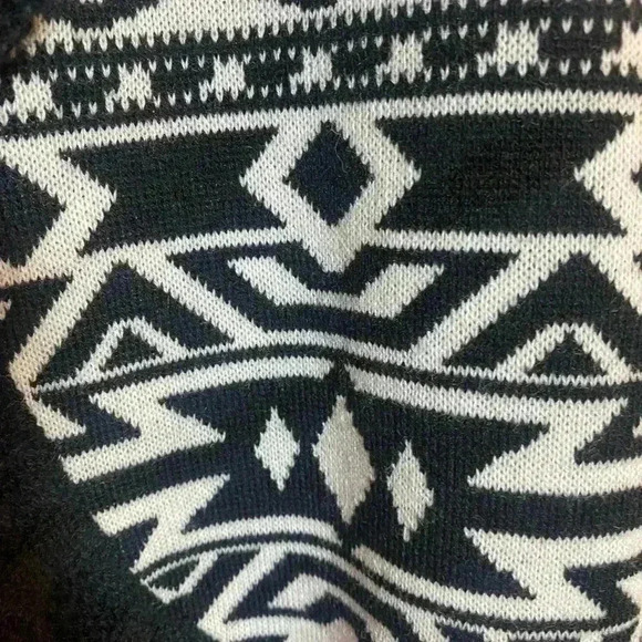 Studio JP waterfall open front cardigan in black & white geometric pattern large - Picture 2 of 7